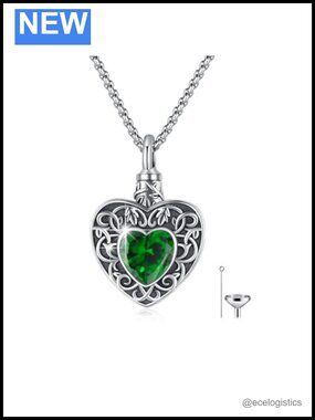 925 Silver Heart Urn Pendant Necklace Memorial Keepsake Unisex